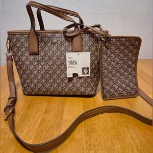 Anne Klein‎ Geometric Brown Satchel Set